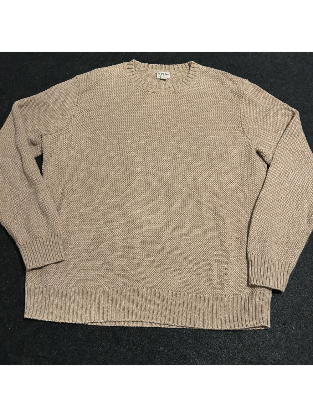 J.Crew Pullover Crewneck Sweater Mens Tan Beige Chunky Waffle Knit Size Large